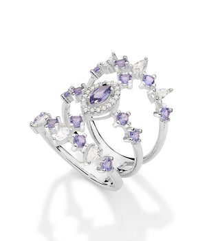 SILVER 925 STRUCTURED TRIPLE BAND MAXI RING