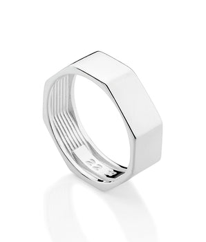 SILVER 925 MEN'S FACETED RING