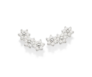 SILVER 925 MULTIPLE FLOWERS EARRINGS
