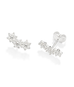 SILVER 925 MULTIPLE FLOWERS EARRINGS