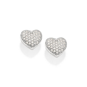 SILVER 925 STUDDED HEART STUD EARRINGS