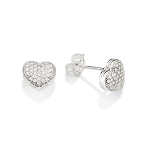 SILVER 925 STUDDED HEART STUD EARRINGS