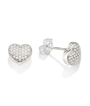 SILVER 925 STUDDED HEART STUD EARRINGS