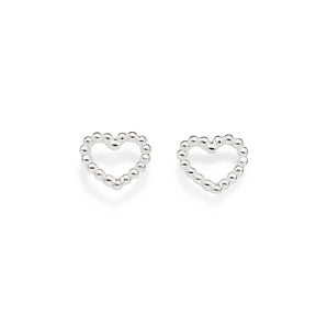 SILVER 925 HOLLOW HEART STUD EARRINGS