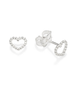 SILVER 925 HOLLOW HEART STUD EARRINGS