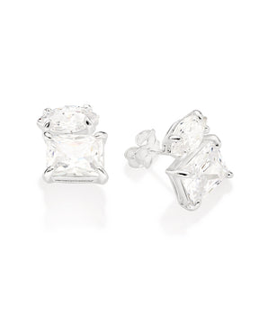 SILVER 925 ME AND YOU STUD EARRINGS