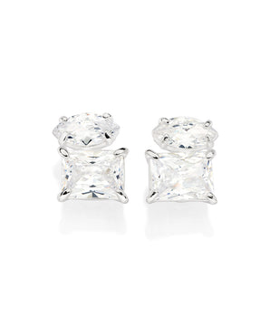 SILVER 925 ME AND YOU STUD EARRINGS