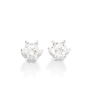 SILVER 925 LARGE SOLITAIRE STUD EARRINGS