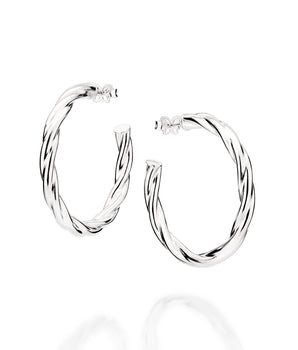 SILVER 925 TWISTED HOOP EARRINGS