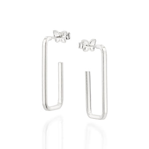 SILVER 925 RECTANGLE HOOP EARRINGS