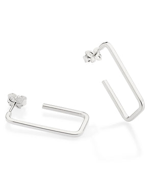 SILVER 925 RECTANGLE HOOP EARRINGS