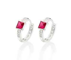 SILVER CHERRY HUGGIE EARRINGS