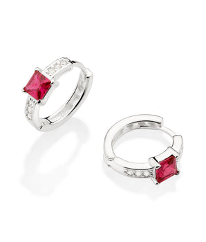 SILVER CHERRY HUGGIE EARRINGS