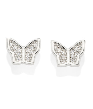 SILVER 925 SHINY BUTTERFLY STUD EARRINGS