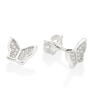 SILVER 925 SHINY BUTTERFLY STUD EARRINGS
