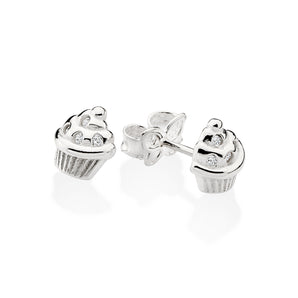 SILVER 925 CUPCAKE STUD EARRINGS