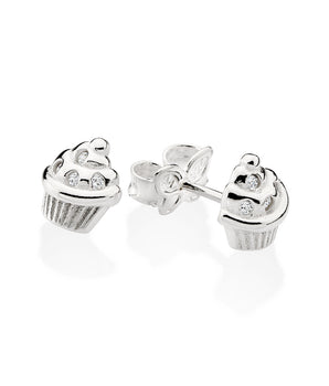 SILVER 925 CUPCAKE STUD EARRINGS