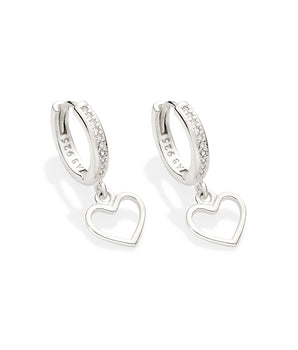 SILVER 925 HEART HUGGIE EARRINGS