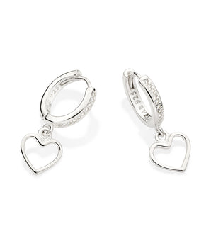 SILVER 925 HEART HUGGIE EARRINGS