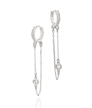 SILVER 925 FOLLOW ME HUGGIE EARRINGS
