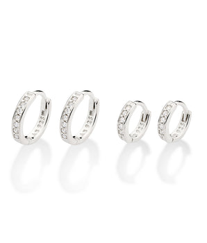 SILVER 925 SHINY HUGGIE EARRING KIT