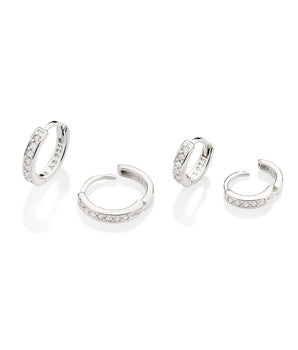 SILVER 925 SHINY HUGGIE EARRING KIT