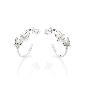 SILVER 925 DOUBLE BUTTERFLY HOOP EARRINGS