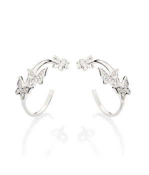 SILVER 925 DOUBLE BUTTERFLY HOOP EARRINGS