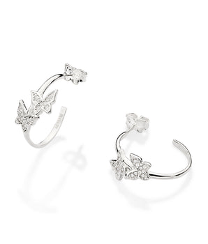 SILVER 925 DOUBLE BUTTERFLY HOOP EARRINGS