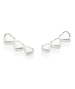 SILVER 925 THREE HEARTS EAR CUFF