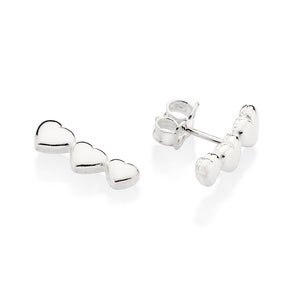 SILVER 925 THREE HEARTS EAR CUFF