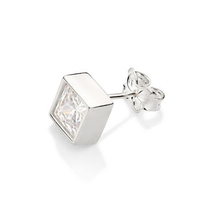 SILVER 925 MEN'S ZIRCONIA STUD EARRING
