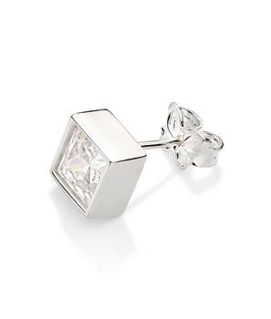 SILVER 925 MEN'S ZIRCONIA STUD EARRING