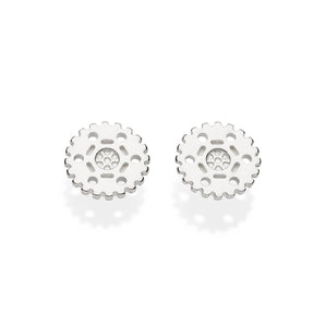 SILVER 925 MEN'S GEAR STUD EARRINGS