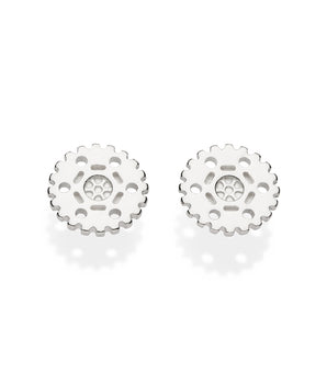 SILVER 925 MEN'S GEAR STUD EARRINGS