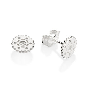 SILVER 925 MEN'S GEAR STUD EARRINGS