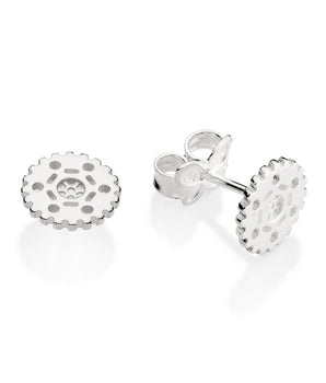 SILVER 925 MEN'S GEAR STUD EARRINGS