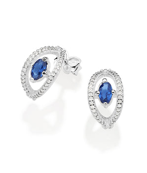 SILVER 925 GREEK EYE HOOP EARRINGS