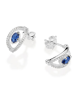 SILVER 925 GREEK EYE HOOP EARRINGS