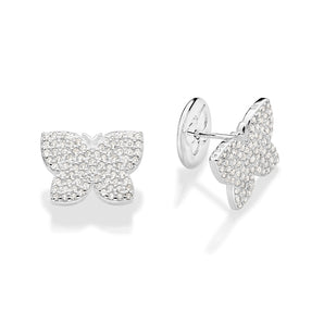 SILVER 925 FULLY STUDDED BUTTERFLY STUD EARRINGS