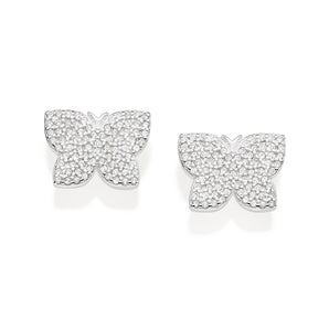SILVER 925 FULLY STUDDED BUTTERFLY STUD EARRINGS