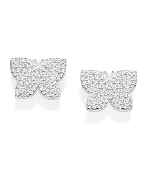 SILVER 925 FULLY STUDDED BUTTERFLY STUD EARRINGS