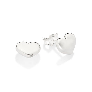 SILVER 925 HEART BUTTON EARRINGS