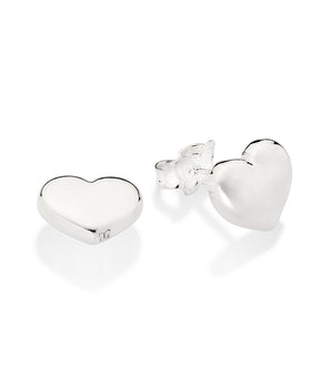 SILVER 925 HEART BUTTON EARRINGS