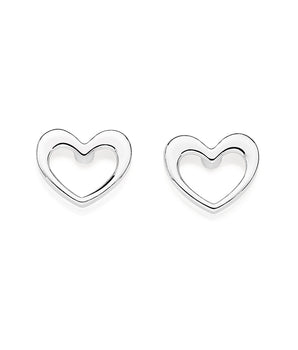 SILVER 925 HOLLOW HEART STUD EARRINGS