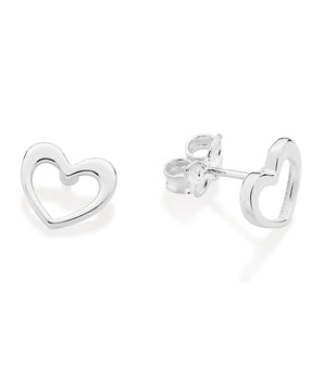 SILVER 925 HOLLOW HEART STUD EARRINGS