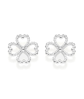 SILVER 925 FOUR LEAF CLOVE STUD EARRINGS
