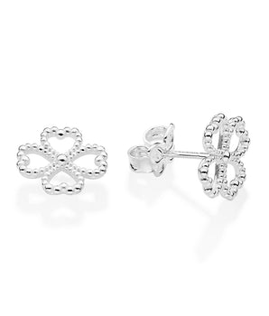 SILVER 925 FOUR LEAF CLOVE STUD EARRINGS