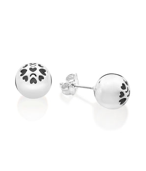 SILVER 925 HEART BALL STUD EARRINGS