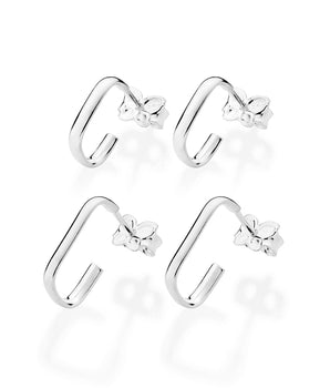 SILVER 925 RECTANGLE HOOP EARRINGS KIT